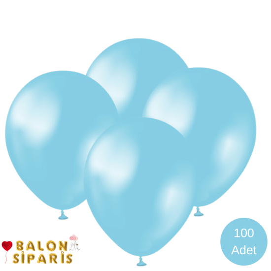 Açık Mavi Balon Metalik 100 Adet