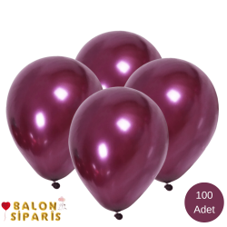 Bordo Balon Metalik 100 Adet