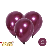 Bordo Balon Metalik 15 Adet