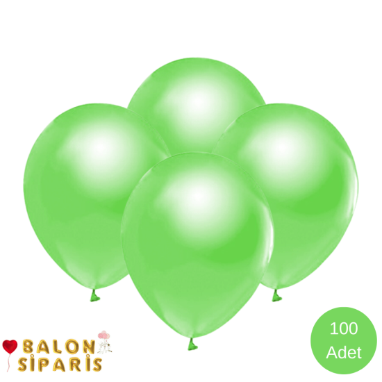 Fıstık Yeşili Balon Metalik 100 Adet