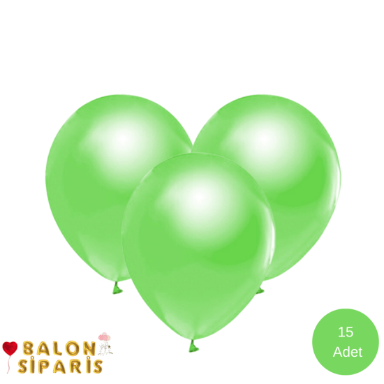 Fıstık Yeşili Balon Metalik 15 Adet