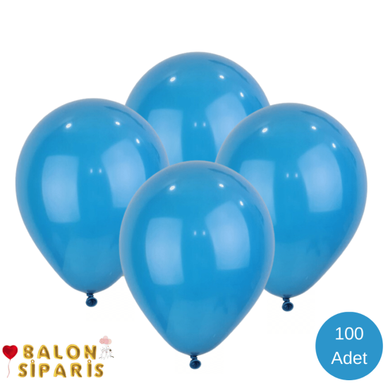 Pastel Derin Okyanus Rengi Balon 100 Adet