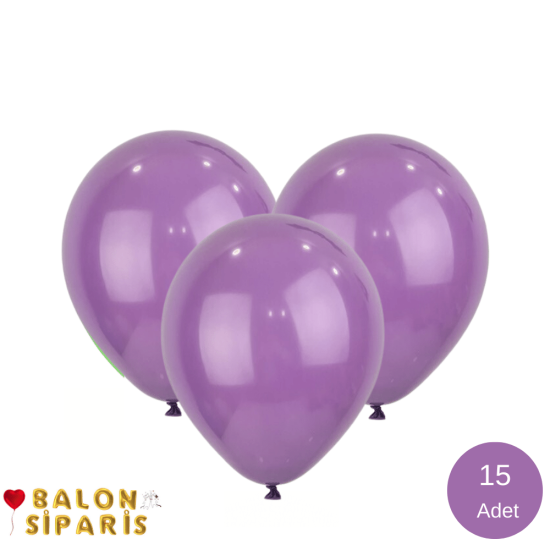 Pastel Lavanta Rengi Balon 15 Adet