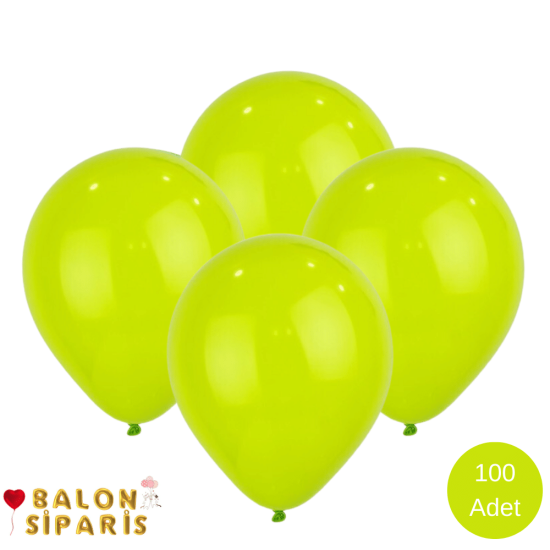 Pastel Limon Yeşili Rengi Balon 100 Adet