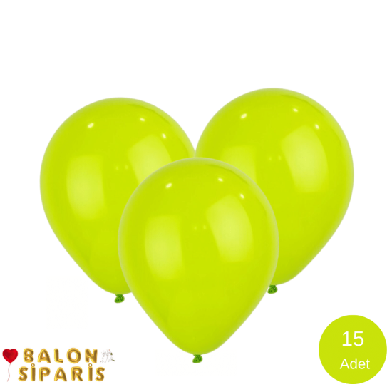 Pastel Limon Yeşili Rengi Balon 15 Adet