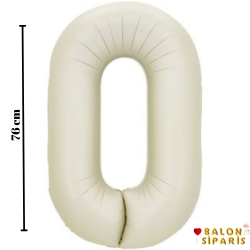 0 Rakam Folyo Balon Krem 76 Cm