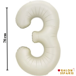 3 Rakam Folyo Balon Krem 76 Cm