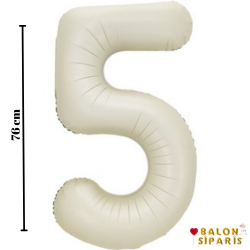 5 Rakam Folyo Balon Krem 76 Cm