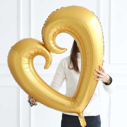 İçi Boş Kalp Folyo Balon 100 Cm Gold