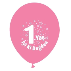 1. Yaş Doğum Günü Balonu Pembe  - 15 Adet