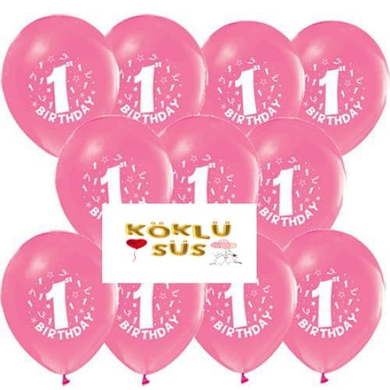 1. Yaş Doğum Günü Balonu Pembe  - 100 Adet
