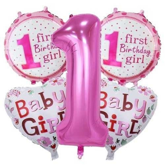 1 Yaş Kız Doğum Günü Balon Seti Pembe