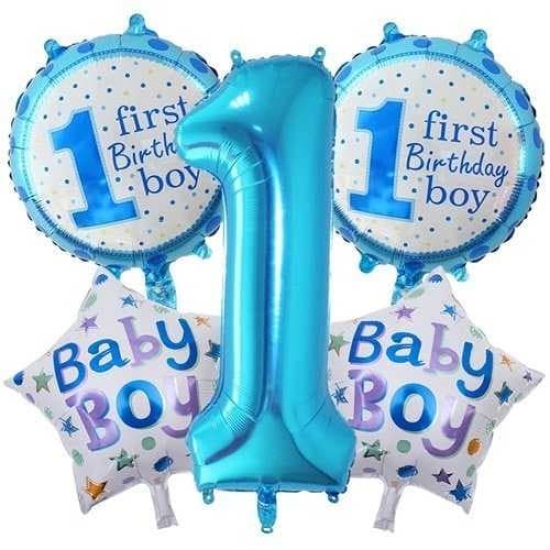 1 Yaş Erkek Doğum Günü Balon Seti Mavi