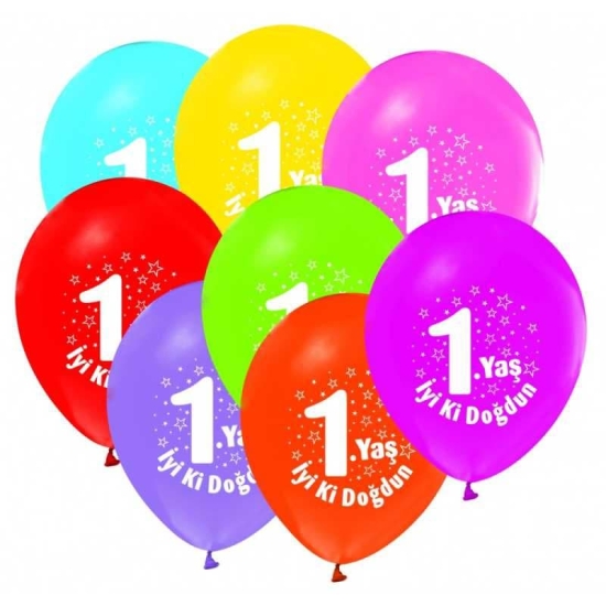 1. Yaş Doğum Günü Balonu Karışık  - 100 Adet