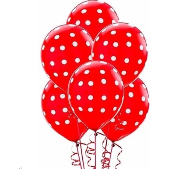 Puantiyeli Balon Kırmızı Renk - 10 Adet