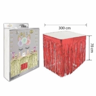 Kırmızı Püsküllü Masa Eteği 70*300 cm