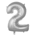 2- Rakam Gümüş Renk Balon 76 Cm