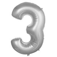 3- Rakam Gümüş Renk Balon 100 Cm
