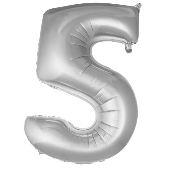 5- Rakam Gümüş Renk Balon 100 Cm