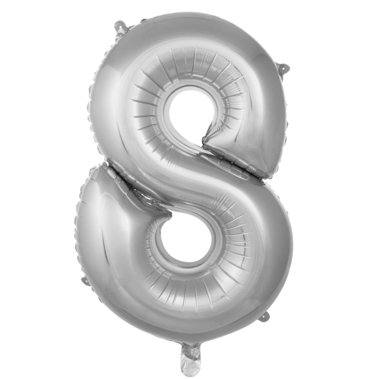 8- Rakam Gümüş Renk Balon 100 Cm