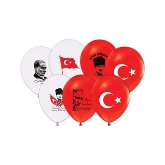 Atatürk Baskılı Lateks Balon - 10 Adet
