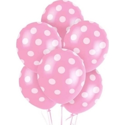 Puantiyeli Balon Pembe Renk - 10 Adet