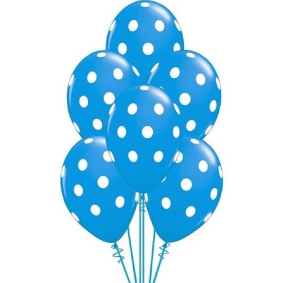 Puantiyeli Balon Mavi Renk - 10 Adet