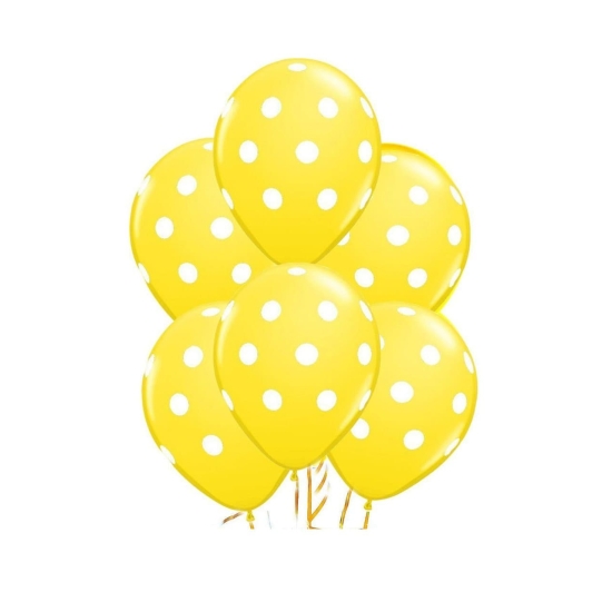 Puantiyeli Balon Sarı Renk - 10 Adet