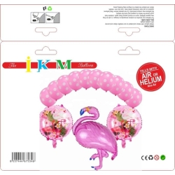 Flamingo Pembe Folyo Balon Set