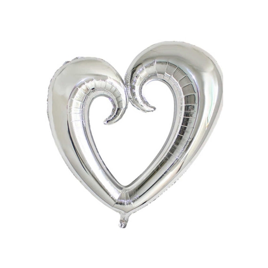 İçi Boş Kalp Folyo Balon 100 Cm Gümüş