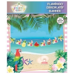 Flamingo Dekoratif Banner 150x22 cm