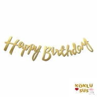 Happy Birthday Gold Kaligrafi Banner 110 cm Happy Birthday Gold Kaligrafi Banner 110 cm