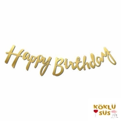 Happy Birthday Gold Kaligrafi Banner 110 cm