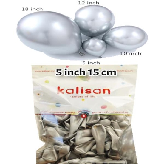 Krom Gümüş Balon Mini 10 Adet