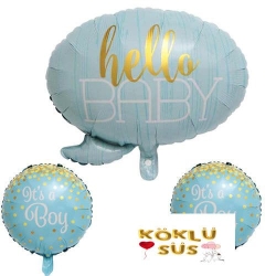 Hello Baby Bebek Folyo Balon 3'lü Set