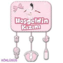 Kapı Süsü Pembe Hoşgeldin Kızım