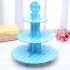 Mavi Kek Standı 3 Katlı (Beyaz Puantiyeli)