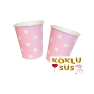 Puantiyeli Pembe Karton Bardak 8 li Puantiyeli Pembe Karton Bardak 8 li