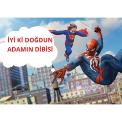 Spiderman Doğum Günü Poster Afişi (70 cm x 100 cm)