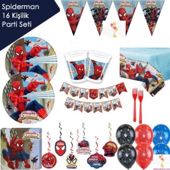 Spiderman 16 Kişilik Parti Seti