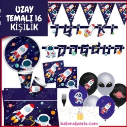 Uzay Temalı 16 Kişilik Parti Seti