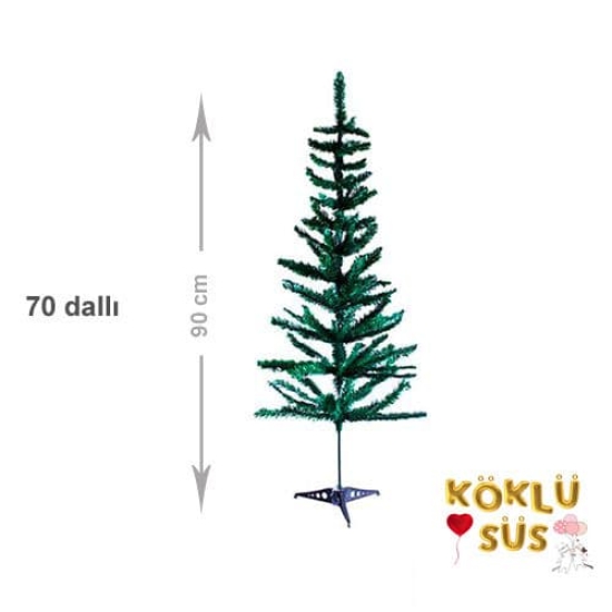 Yılbaşı Çam Ağacı 90 cm 70 Dal Plastik Ayak