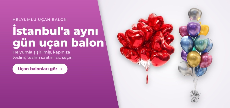 İstanbul'a aynı gün uçan balon: helyumlu kalp ve krom balon demetleri, kapınıza teslim