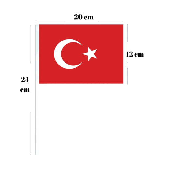 Ay Yıldızlı Bayrak Çıtalı 24 cm (10 Adet)