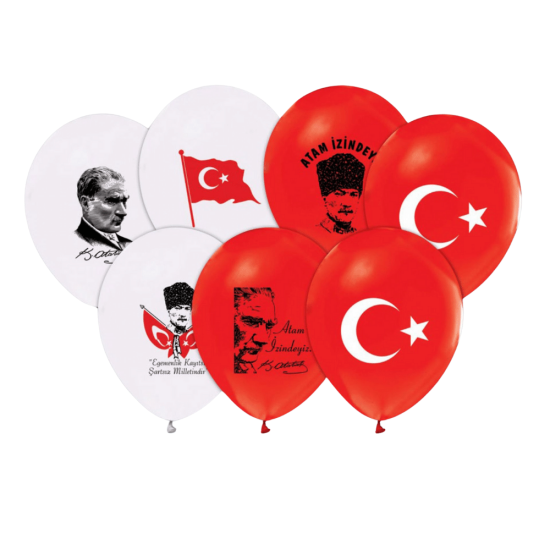 Atatürk Baskılı Lateks Balon - 10 Adet