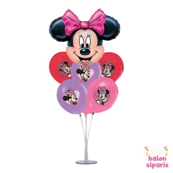 Minnie Mouse Folyo Balonlu Balon Standı