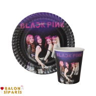 Black Pink Temalı Karton Tabak Bardak Set