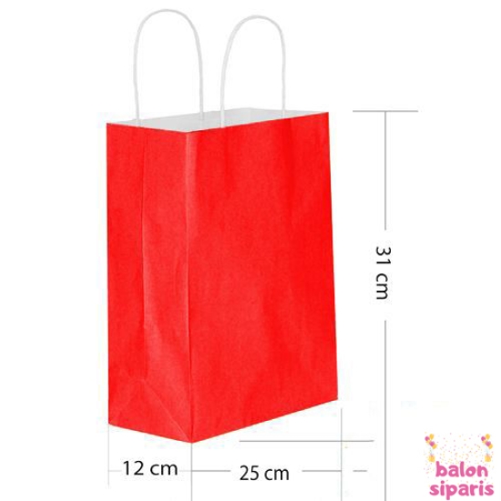 Kağıt Çanta Kırmızı  Büyük Boy (31x25 cm)