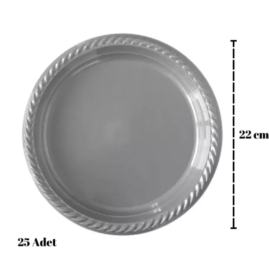 Gümüş Plastik Tabak (25 adet)