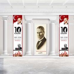 10 Kasım Atatürk Temalı  Afişler (2 Adet) 180x40 cm